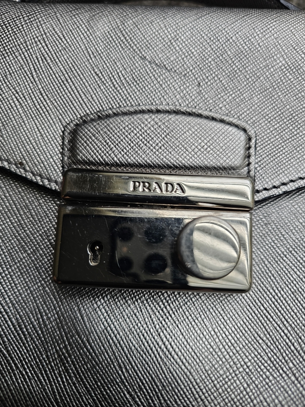 Prada Saffiano Lux Sound Shoulder Bag Fuoco Lacca - Picture 6 of 10